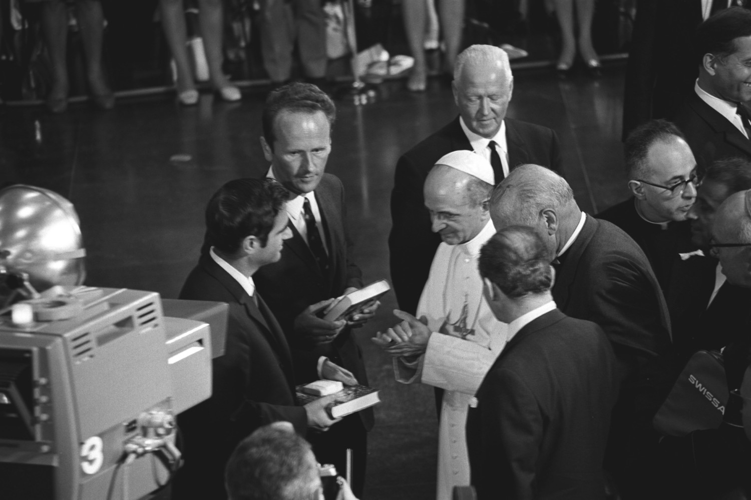 Blessed Pope Paul VI greets members of the Protestant community of Geneva during his visit to the World Council of Churches in Geneva June 10, 1969. Pope Francis is scheduled to attend an ecumenical prayer service and meeting at the WCC during a one-day visit to Geneva June 21.